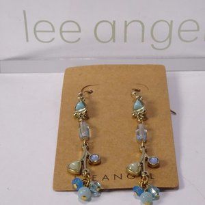 Lee Angel Delicate Blue Bead Lucite Drop Earrings NWT 98